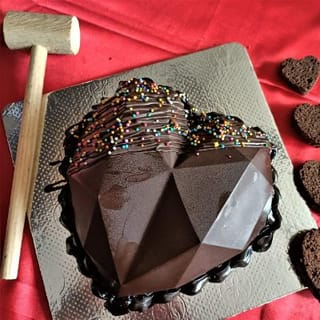 Dark Chocolate Pinata Heart Cake [Eggless]